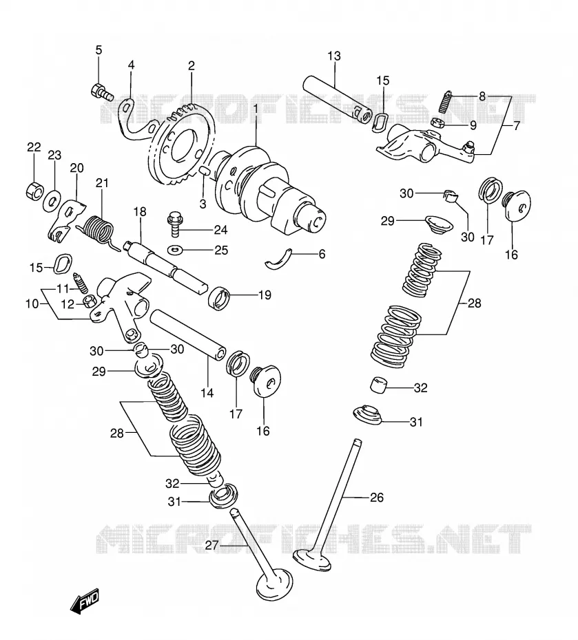 ARBRE A CAMES - SOUPAPES (MODELE R/S/T) Suzuki MOTO 350 DR 1995  DR350S(E3)