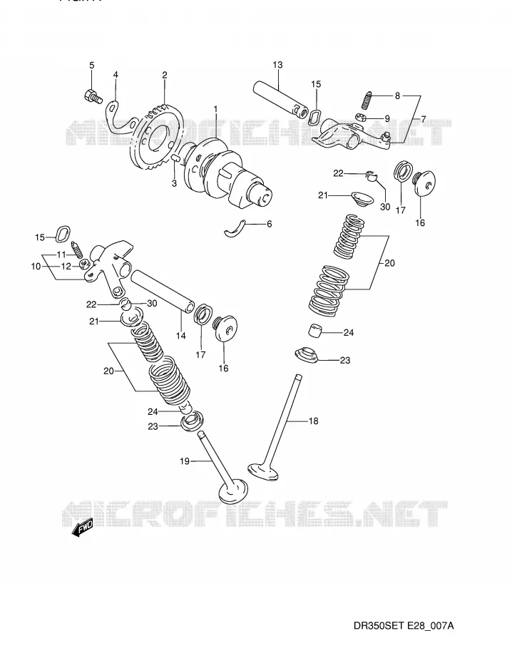 ARBRE A CAMES - SOUPAPES (MODELE R/S/T) Suzuki MOTO 350 DR 1995  DR350SES(E28)