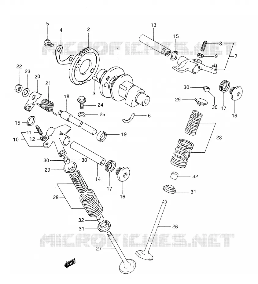 ARBRE A CAMES - SOUPAPES (MODELE R) Suzuki MOTO 350 DR 1994  DR350R(E28)