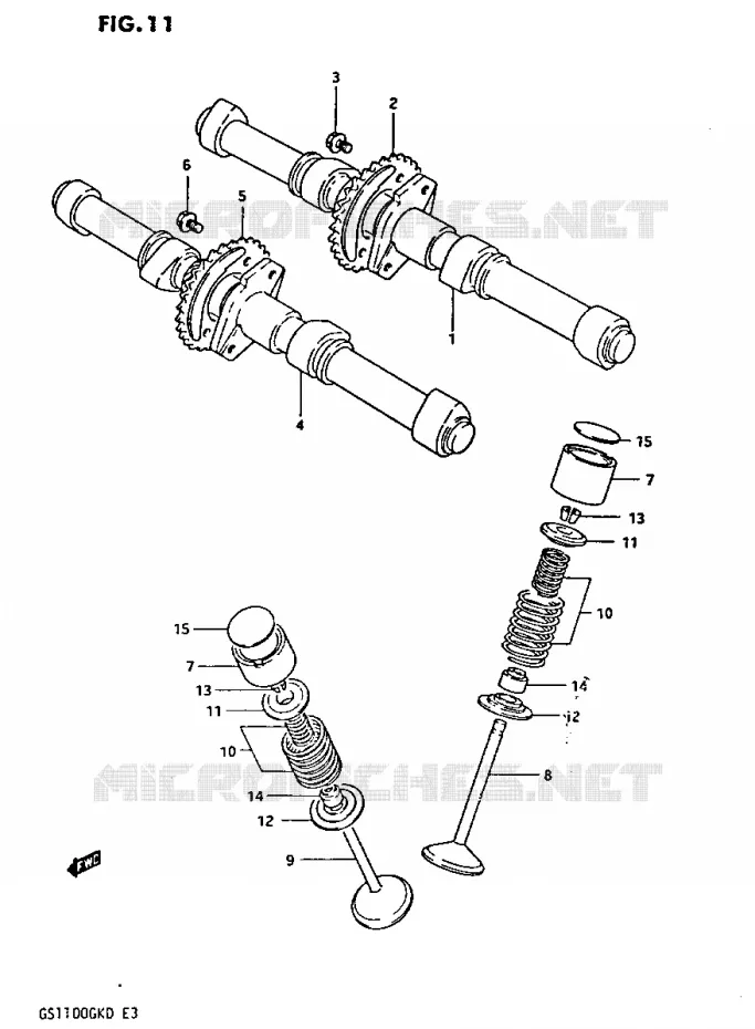 ARBRE A CAMES - SOUPAPES Suzuki MOTO 1100 GS-G 1982  GS1100GKZ(Z/2/D)