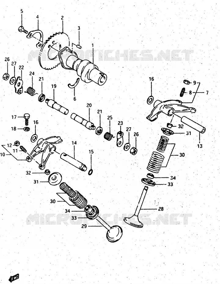 ARBRE A CAMES - SOUPAPES Suzuki MOTO 500 DR 1988  DR500SJ(G/H/J)