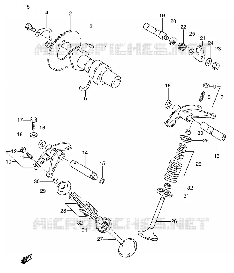 ARBRE A CAMES - SOUPAPES Suzuki MOTO 650 DR 1996  DR650RSEUT(E4)
