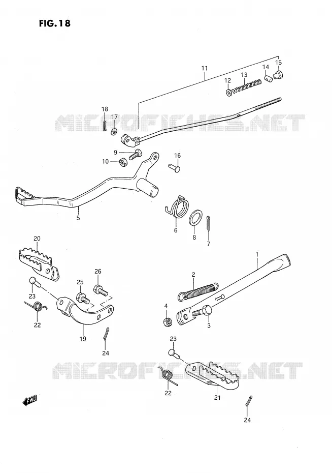BEQUILLE LATERALE - PEDALE DE FREIN Suzuki MOTO 80 DS 1990  DS80L(E3)