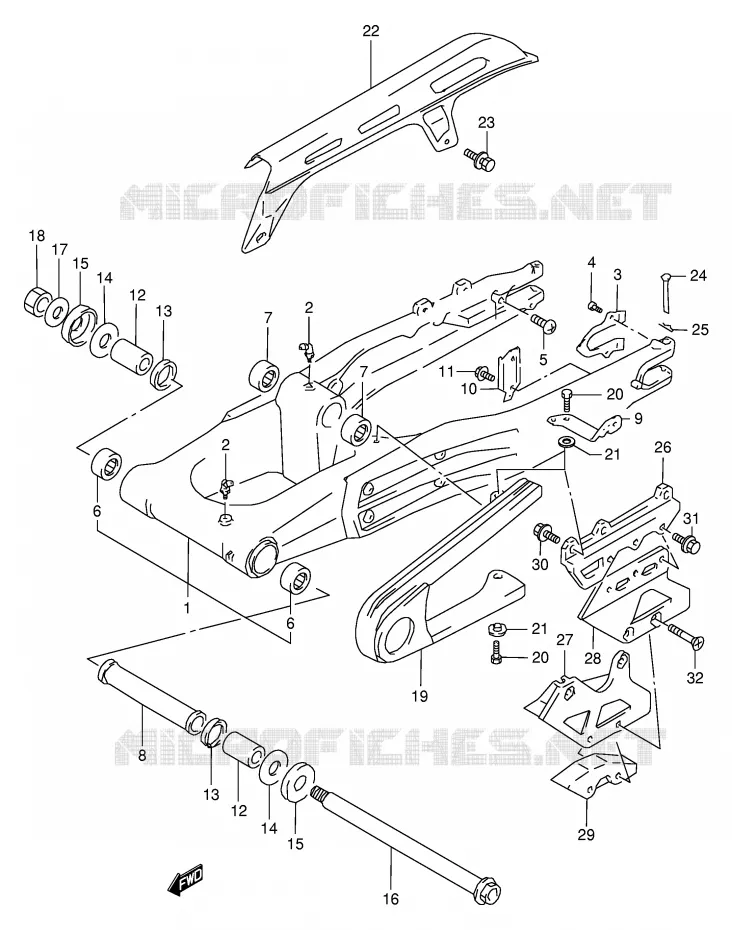 BRAS OSCILLANT ARRIERE (E24) Suzuki MOTO 350 DR 1999  DR350X(E1)