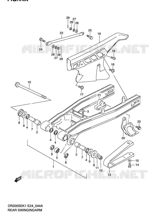 BRAS OSCILLANT ARRIERE (MODELE K2/K3/K4/K5 E6,E24) Suzuki MOTO 200 DR 2001  DR200SEK1(E24)