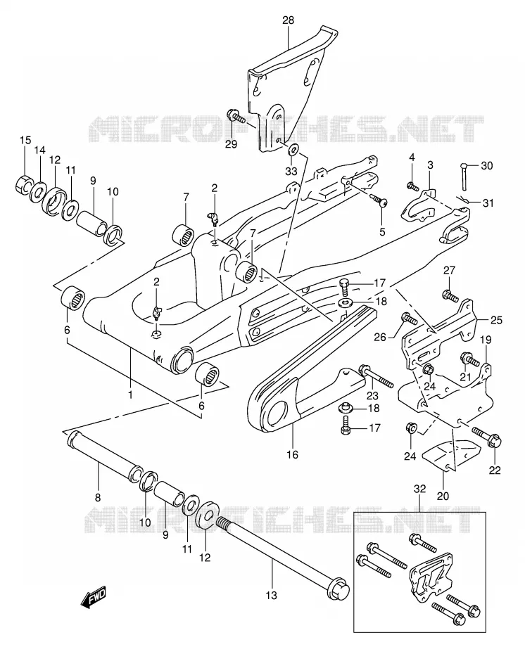 BRAS OSCILLANT ARRIERE (MODELE L/M/N/P) Suzuki MOTO 350 DR 1992  DR350N(E1)
