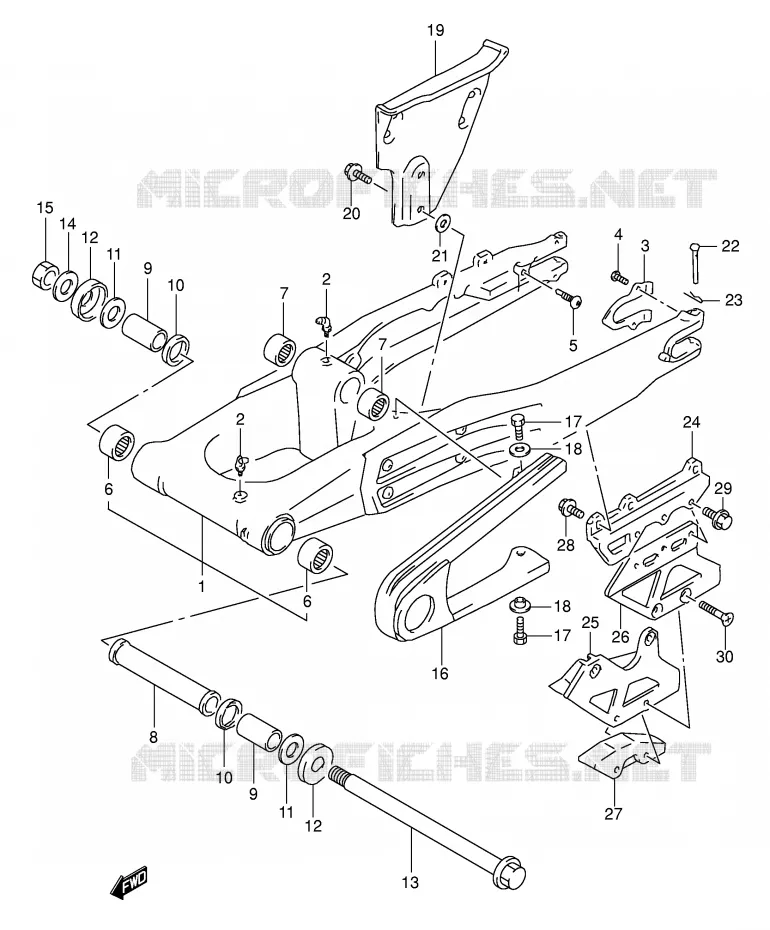 BRAS OSCILLANT ARRIERE (MODELE R/S/T) Suzuki MOTO 350 DR 1994  DR350R(E1)