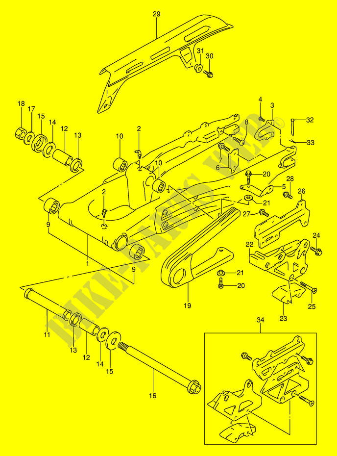 BRAS OSCILLANT ARRIERE (MODELE R) pour Suzuki DR 250 1991
