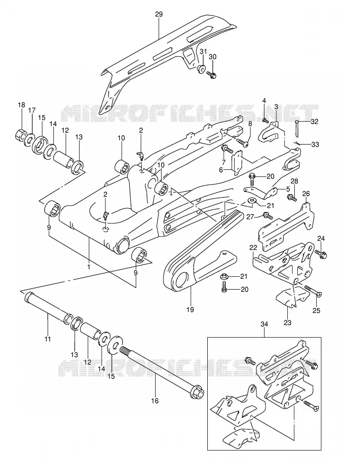 BRAS OSCILLANT ARRIERE (MODELE R) Suzuki MOTO 250 DR 1991  DR250SM(E24)