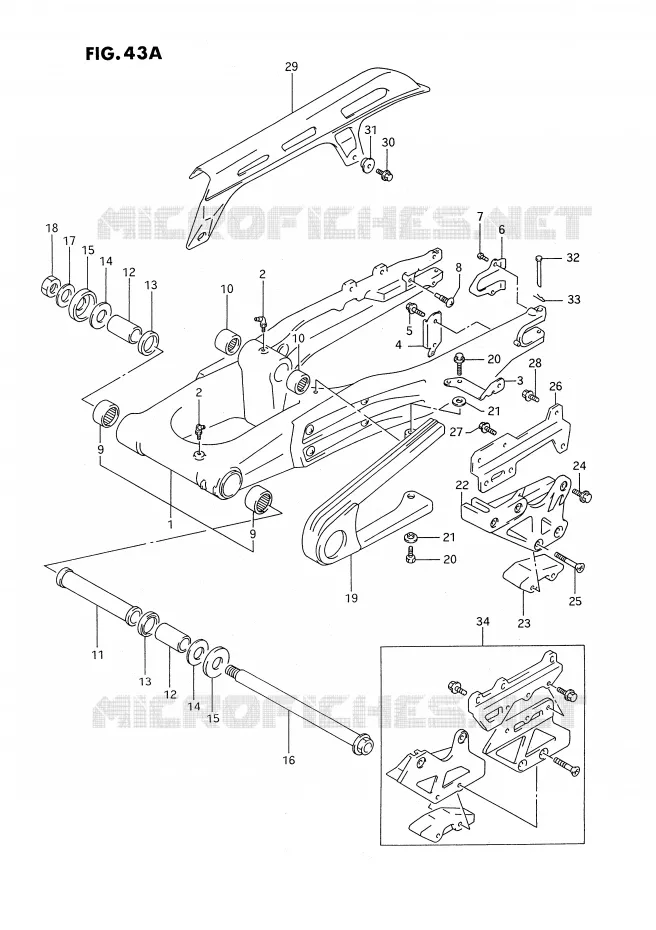 BRAS OSCILLANT ARRIERE (MODELE R) Suzuki MOTO 350 DR 1992  DR350SHN(E2)