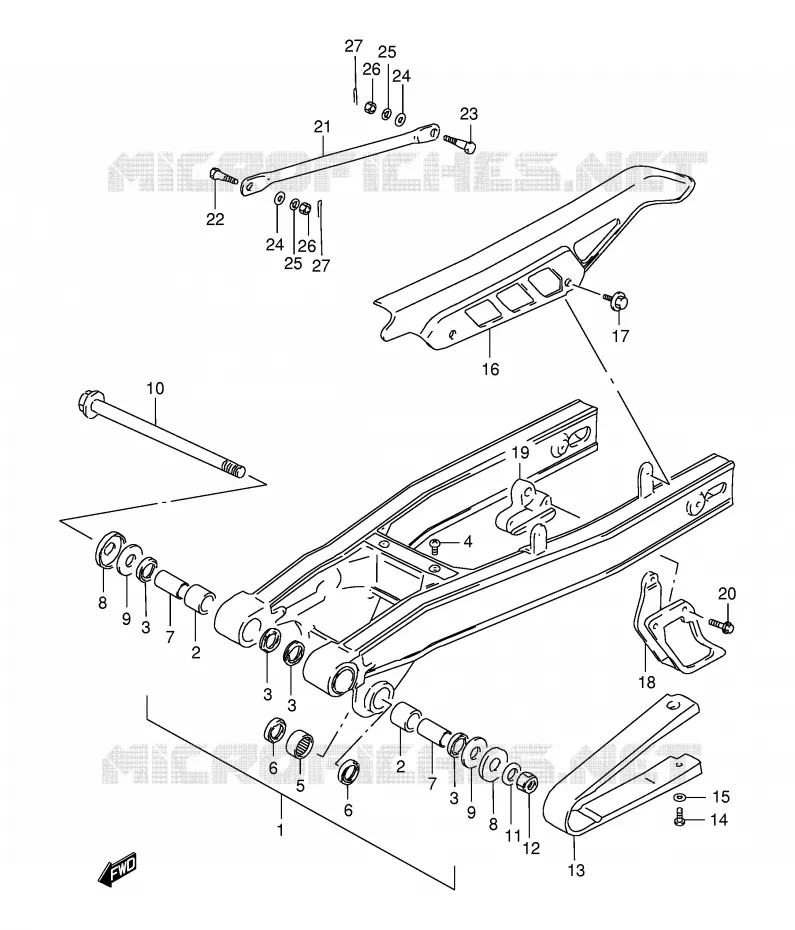 BRAS OSCILLANT ARRIERE Suzuki MOTO 200 DR 1995  DR200SES(E24)