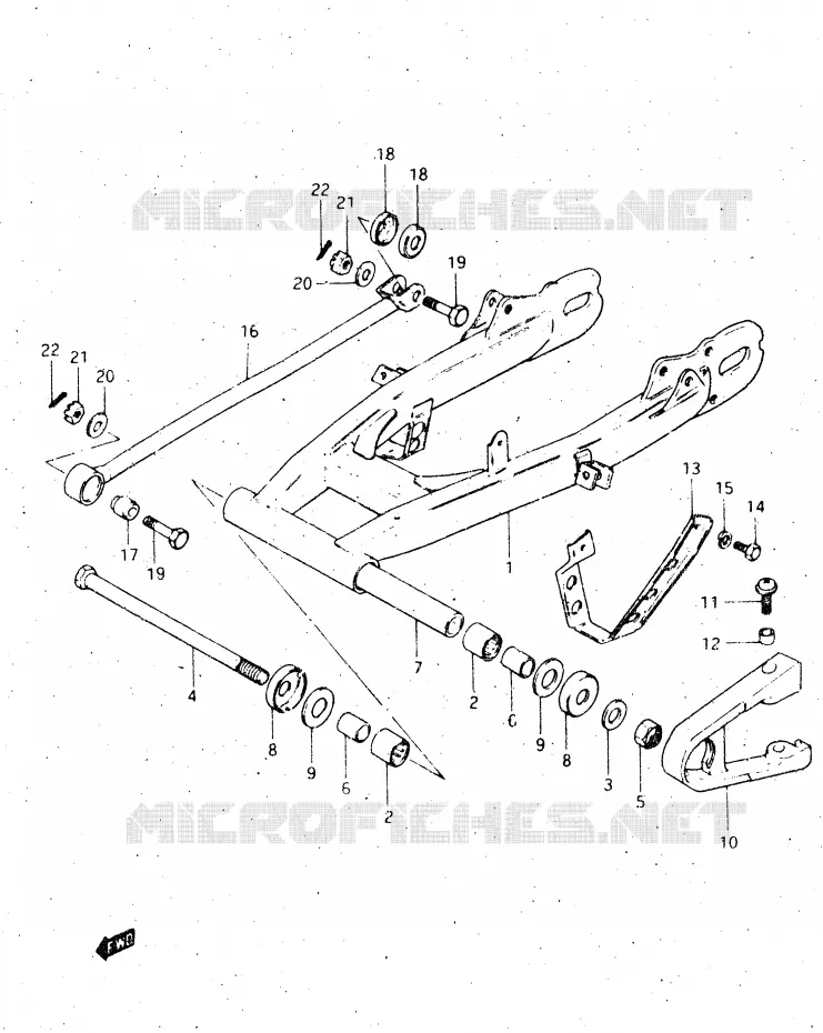 BRAS OSCILLANT ARRIERE Suzuki MOTO 500 DR 1984  DR500SE(E1)