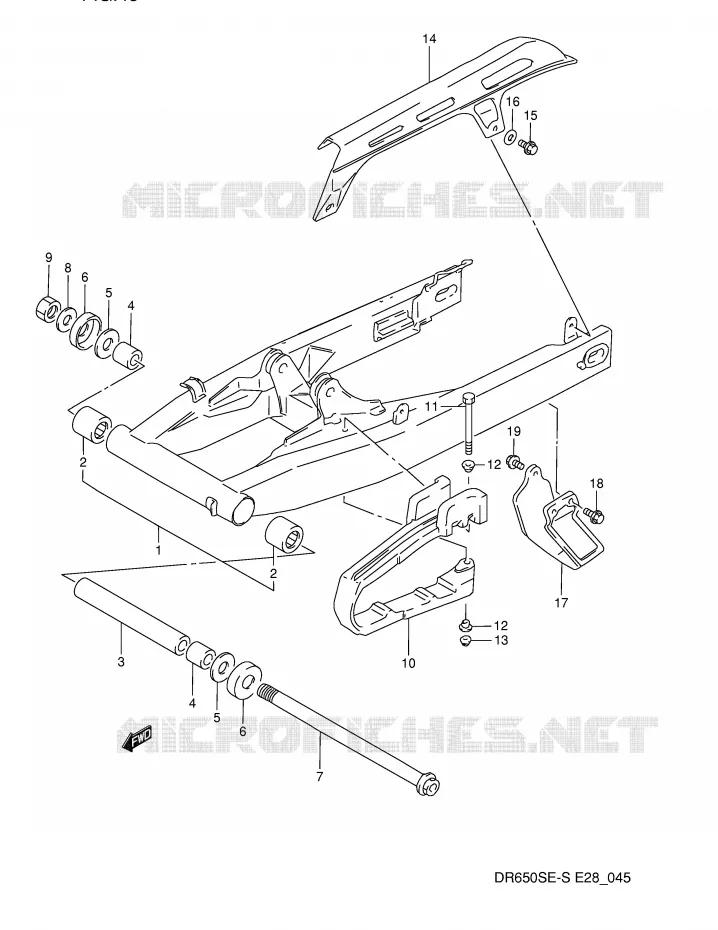 BRAS OSCILLANT ARRIERE Suzuki MOTO 650 DR 1992  DR650SN(E28)