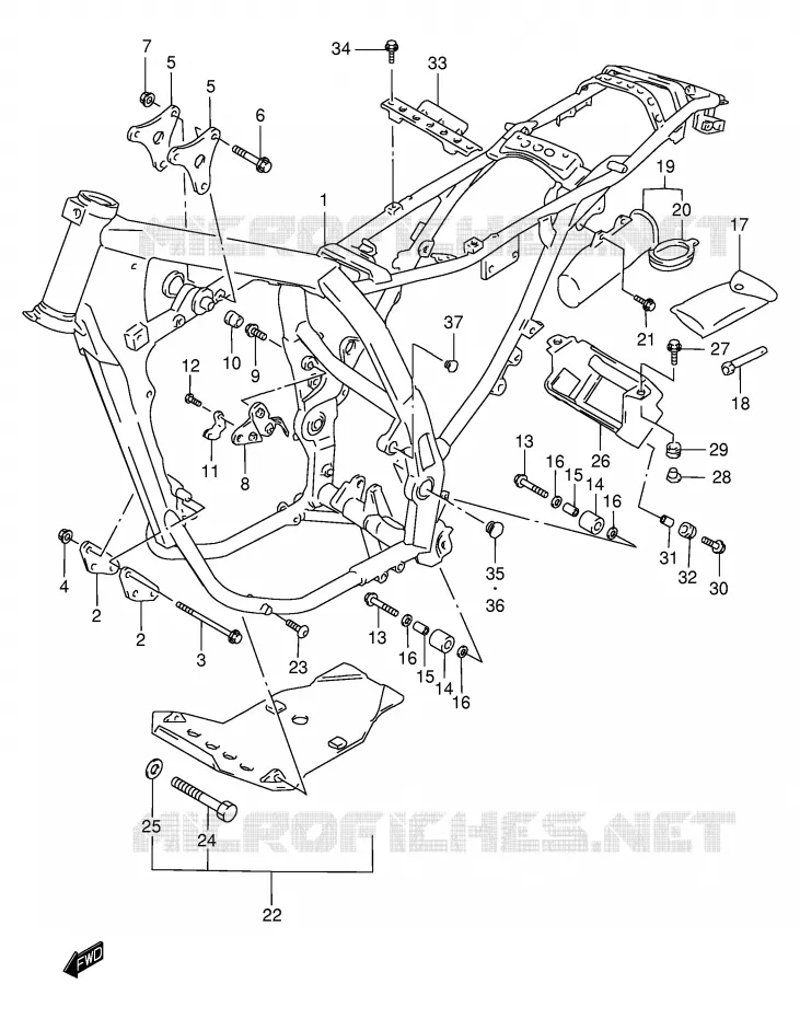 CADRE (MODELE K1) Suzuki MOTO 650 DR 2002  DR650SEK2(E4)