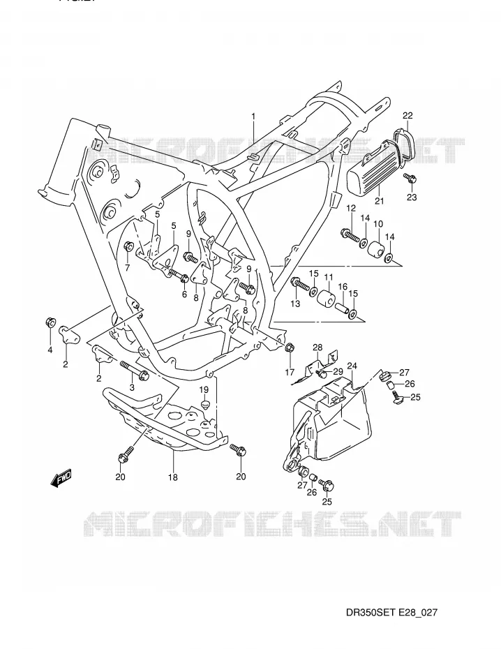 CADRE (MODELE L/M/N/P) Suzuki MOTO 350 DR 1990  DR350SL(E28)