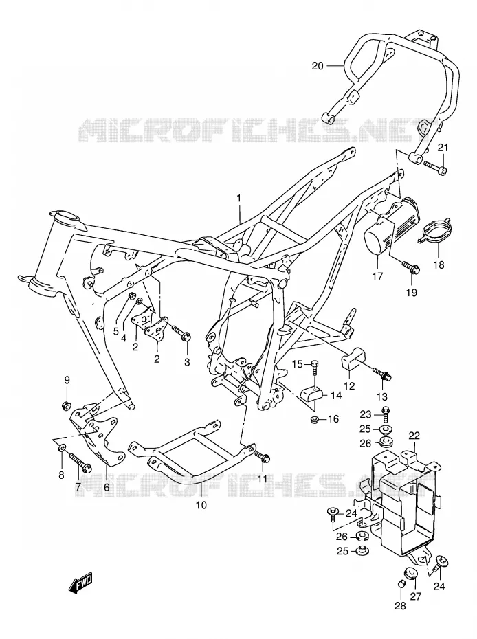 CADRE (MODELE R/S/T) Suzuki MOTO 125 DR 2000  DR125SEUY(E4)