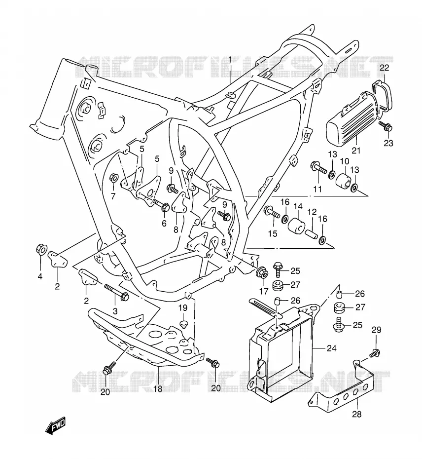 CADRE (MODELE X) Suzuki MOTO 350 DR 1994  DR350SER(E2)