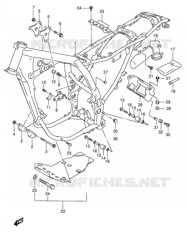 CADRE (MODELE X/Y) Suzuki MOTO 650 DR 1997  DR650SEUV(E4)