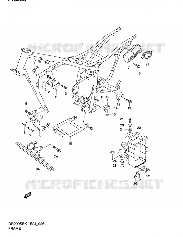 CADRE Suzuki MOTO 200 DR 2001  DR200SEK1(E24)