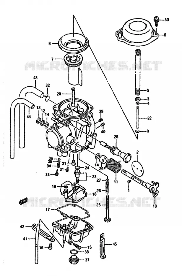 CARBURATEUR (MODELE L/M,MODELE N/P/R E24) Suzuki MOTO 350 DR 1990  DR350SL(L/M/N/P/R)