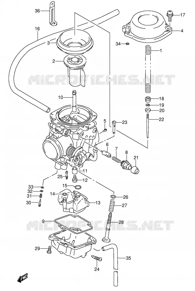 CARBURATEUR (MODELE N/P/R/S) Suzuki MOTO 650 DR 1992  DR650RSEUN(E4)