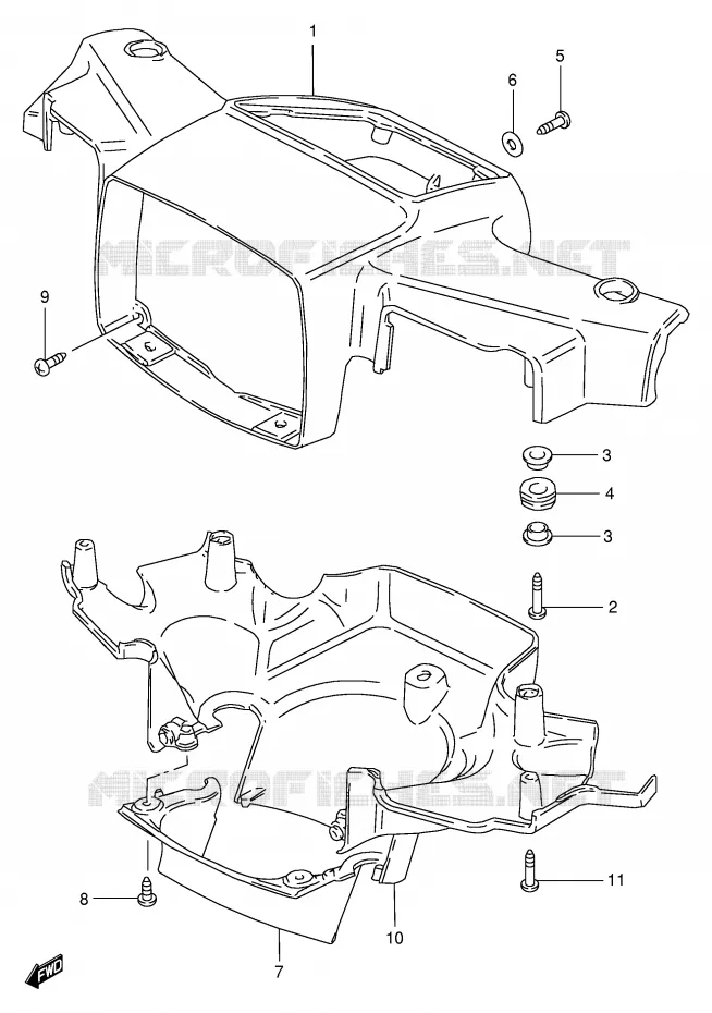 CARENAGE TETE DE FOURCHE (MODELE G/R/S/V) Suzuki SCOOTER 100 FB 2000  FB100Y(E71)