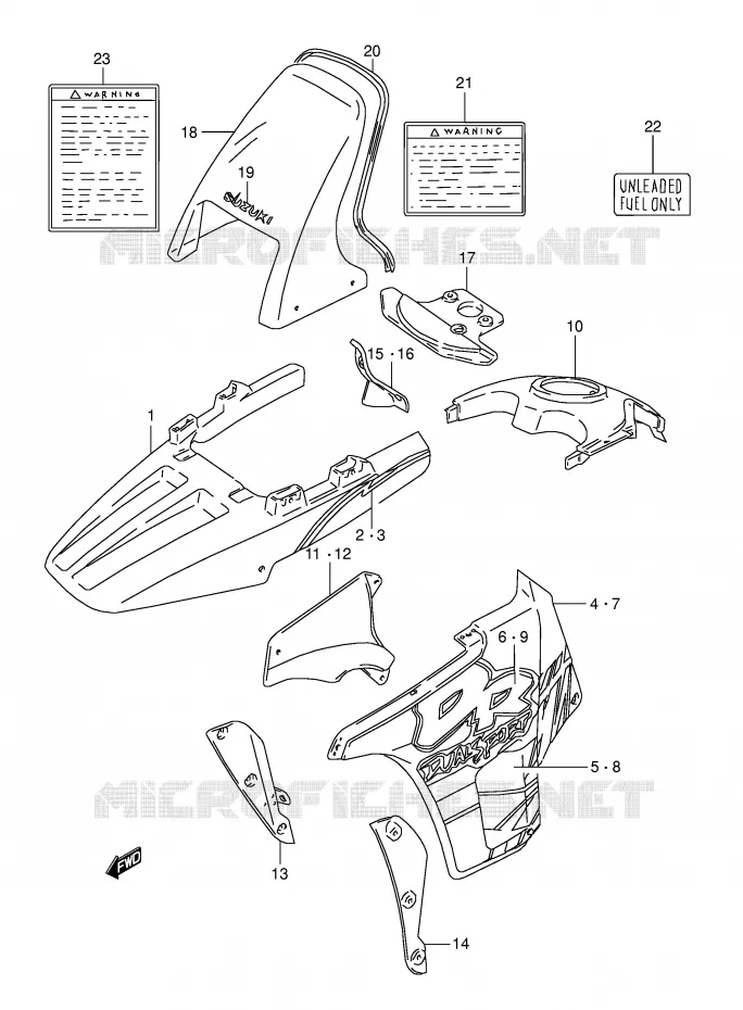 CARENAGES - ETIQUETTES (MODELE N) Suzuki MOTO 800 DR 1996  DR800ST