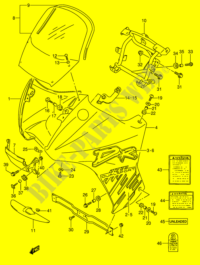 CARENAGES   ETIQUETTES (MODELE P) pour Suzuki DR 650 1992