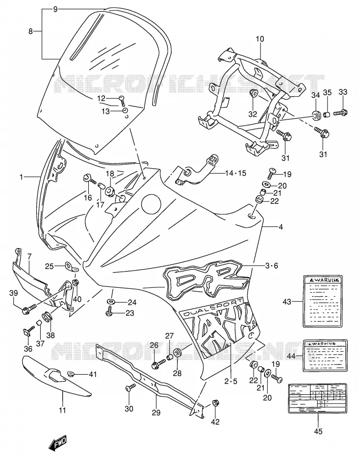 CARENAGES - ETIQUETTES (MODELE S) Suzuki MOTO 650 DR 1992  DR650SEUN(E4)