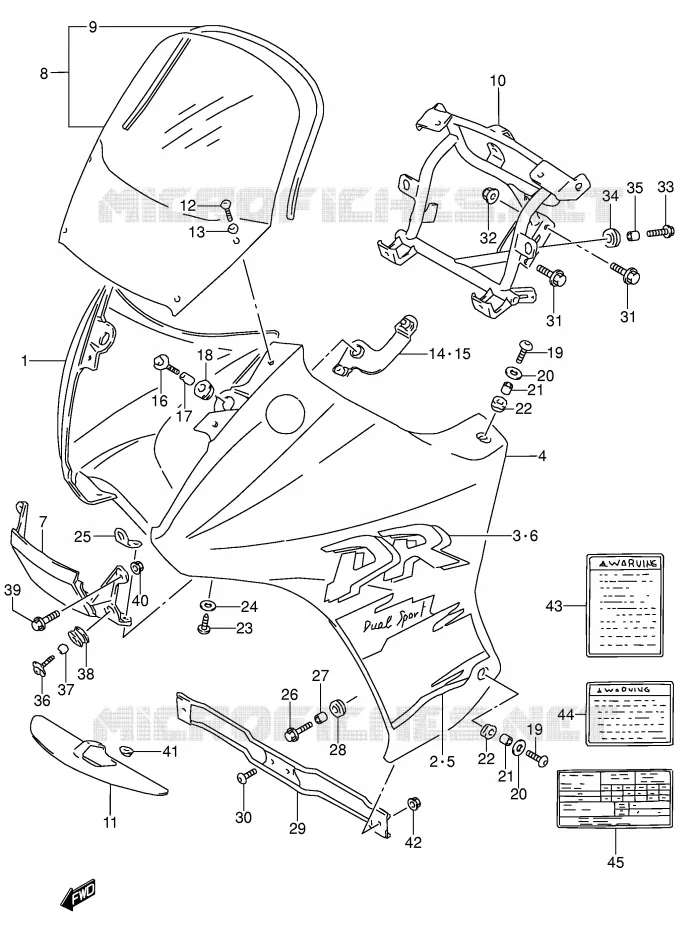 CARENAGES - ETIQUETTES (MODELE T) Suzuki MOTO 650 DR 1993  DR650RSEP(E4)