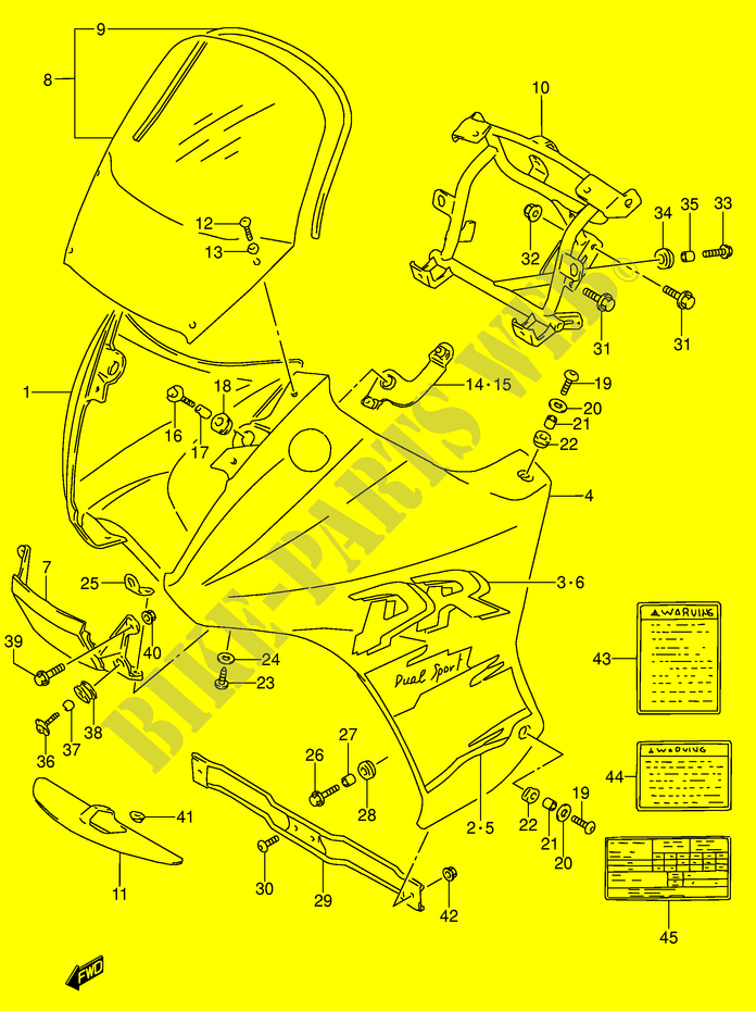 CARENAGES   ETIQUETTES (MODELE T) pour Suzuki DR 650 1994