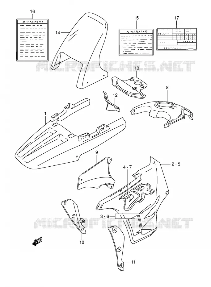 CARENAGES - ETIQUETTES (MODELE T) Suzuki MOTO 800 DR 1996  DR800SUT