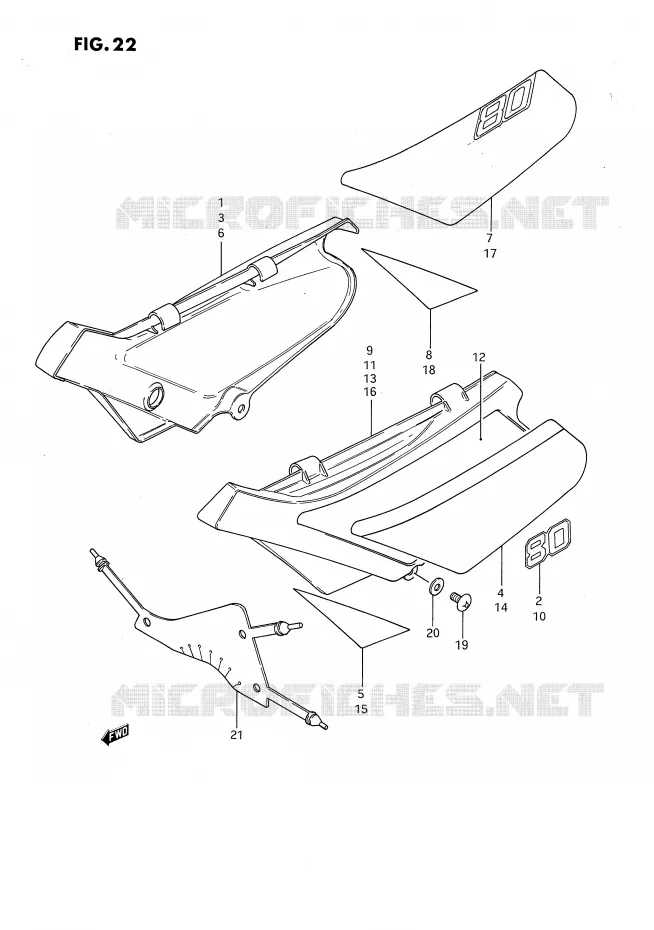 CARENAGES ARRIERE  (MODELE F/G/H/J/K/L/M) Suzuki MOTO 80 DS 1991  DS80M(E3)