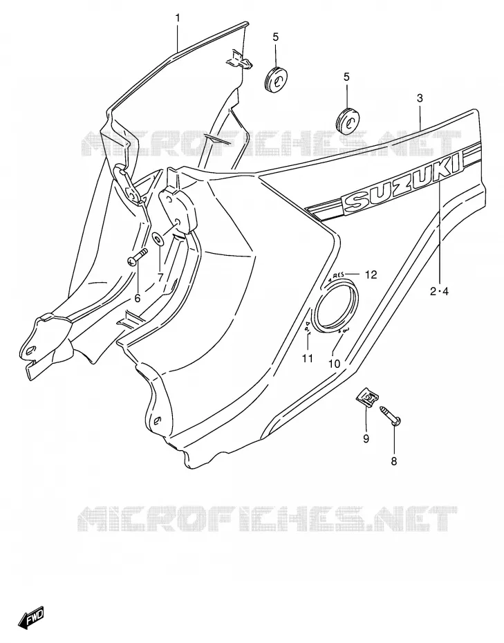 CARENAGES ARRIERE  (MODELE G/R/S/V) Suzuki SCOOTER 100 FB 1995  FB100S(E71)