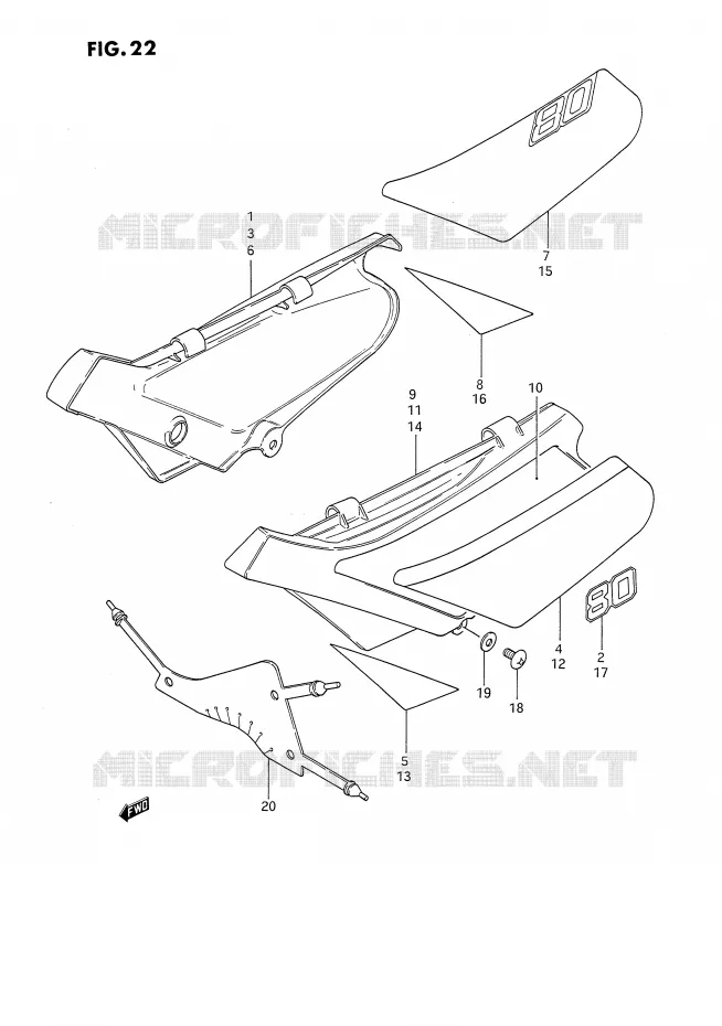 CARENAGES ARRIERE  (MODELE H/J/K/L/M) Suzuki MOTO 80 DS 1994  DS80R(E24)