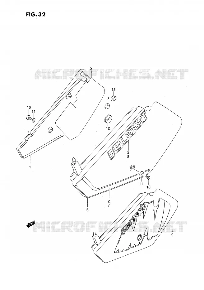 CARENAGES ARRIERE  (MODELE L/M) Suzuki MOTO 350 DR 1994  DR350SHR(E2)