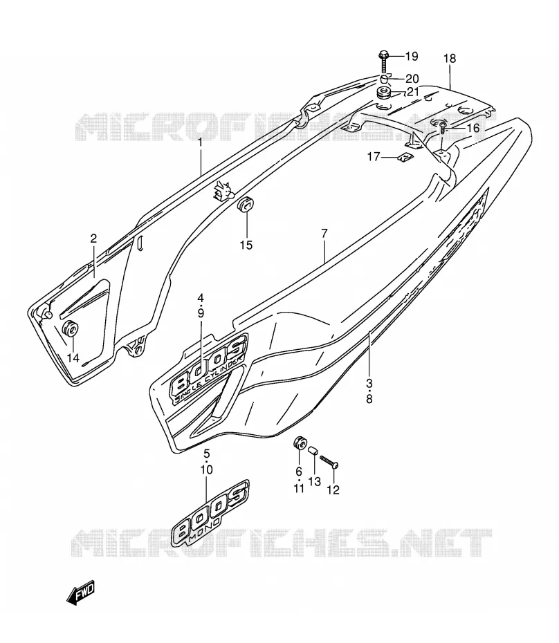 CARENAGES ARRIERE  (MODELE M) Suzuki MOTO 800 DR 1995  DR800SUS(E4)
