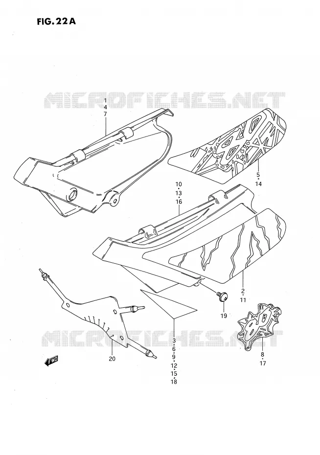 CARENAGES ARRIERE  (MODELE N/P/R/S) Suzuki MOTO 80 DS 1986  DS80G(E3)