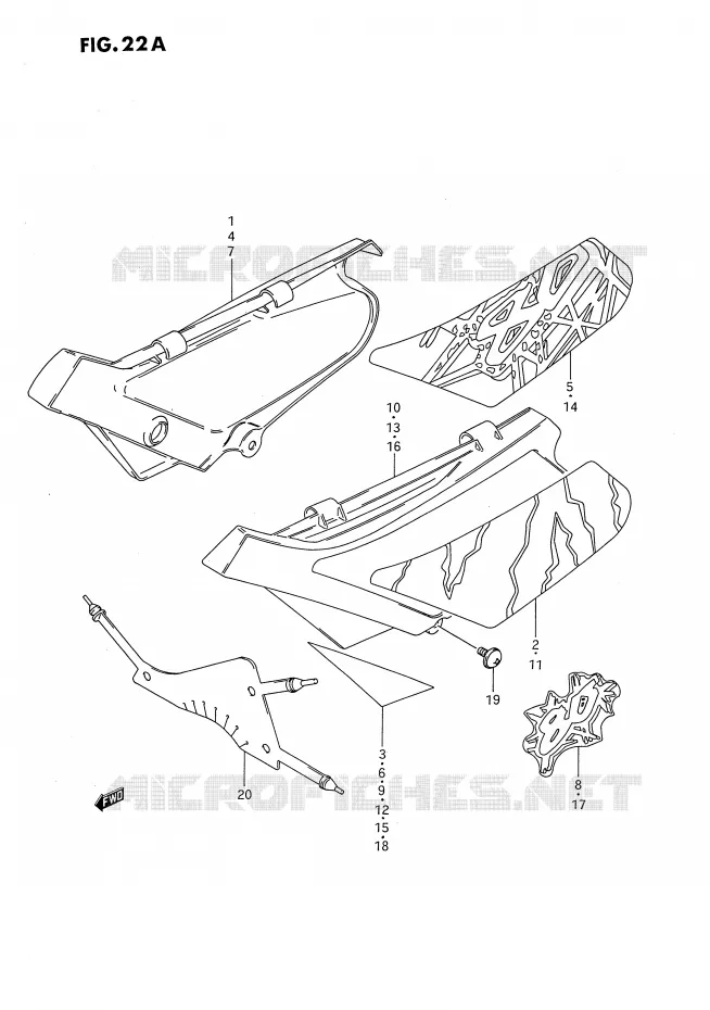 CARENAGES ARRIERE  (MODELE N/P/R/S) Suzuki MOTO 80 DS 1994  DS80R(E24)