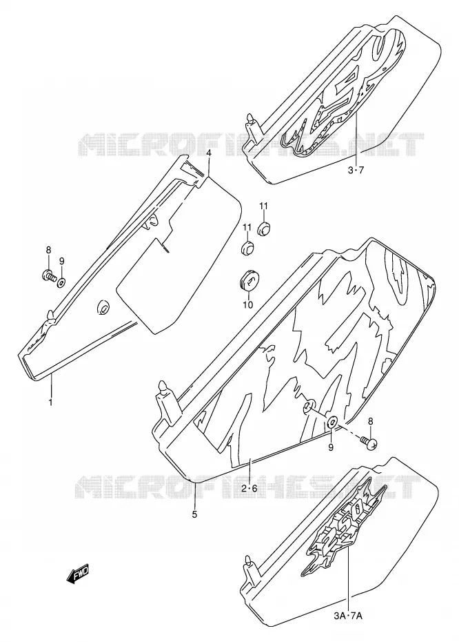 CARENAGES ARRIERE  (MODELE N/P/R) Suzuki MOTO 250 DR 1990  DR250SL(E24)