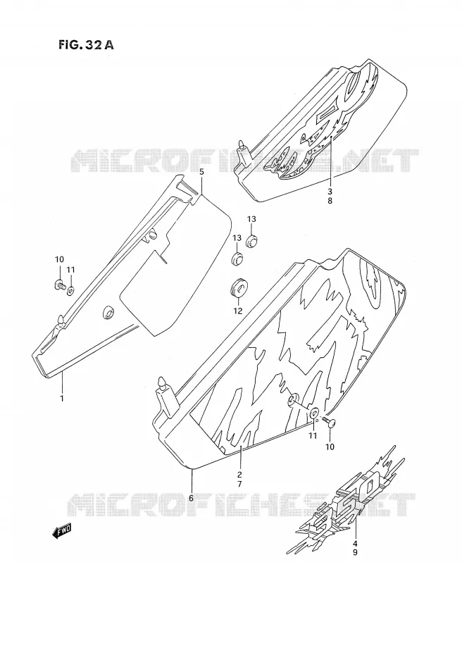 CARENAGES ARRIERE  (MODELE N/P/R) Suzuki MOTO 350 DR 1994  DR350SR(E2)