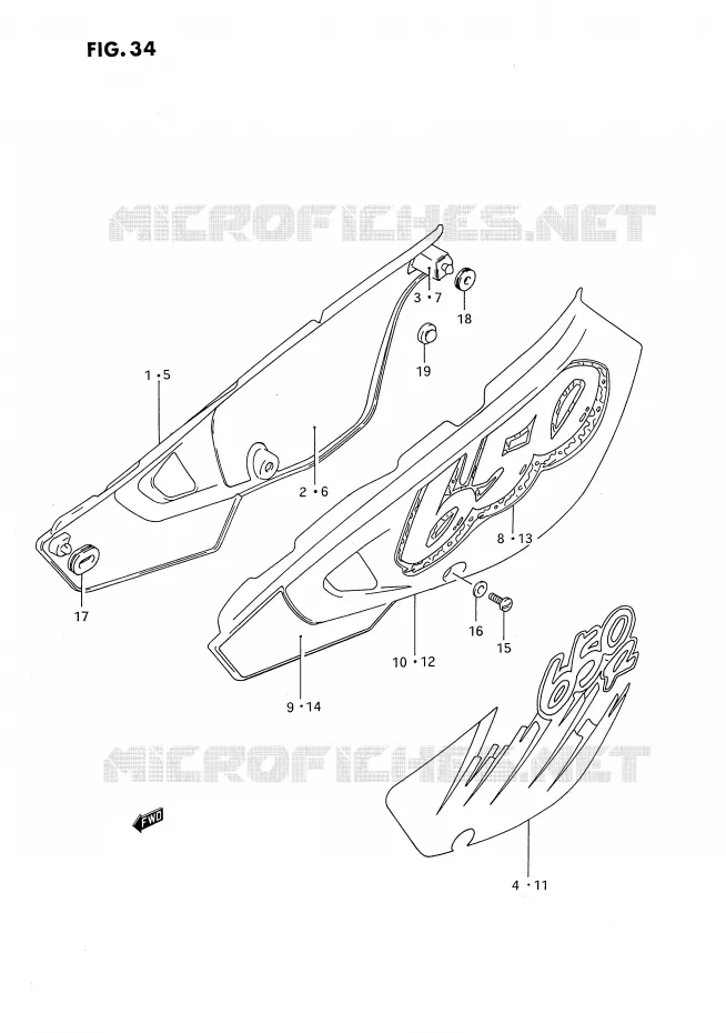 CARENAGES ARRIERE  (MODELE N/P) Suzuki MOTO 650 DR 1992  DR650RN(E4)