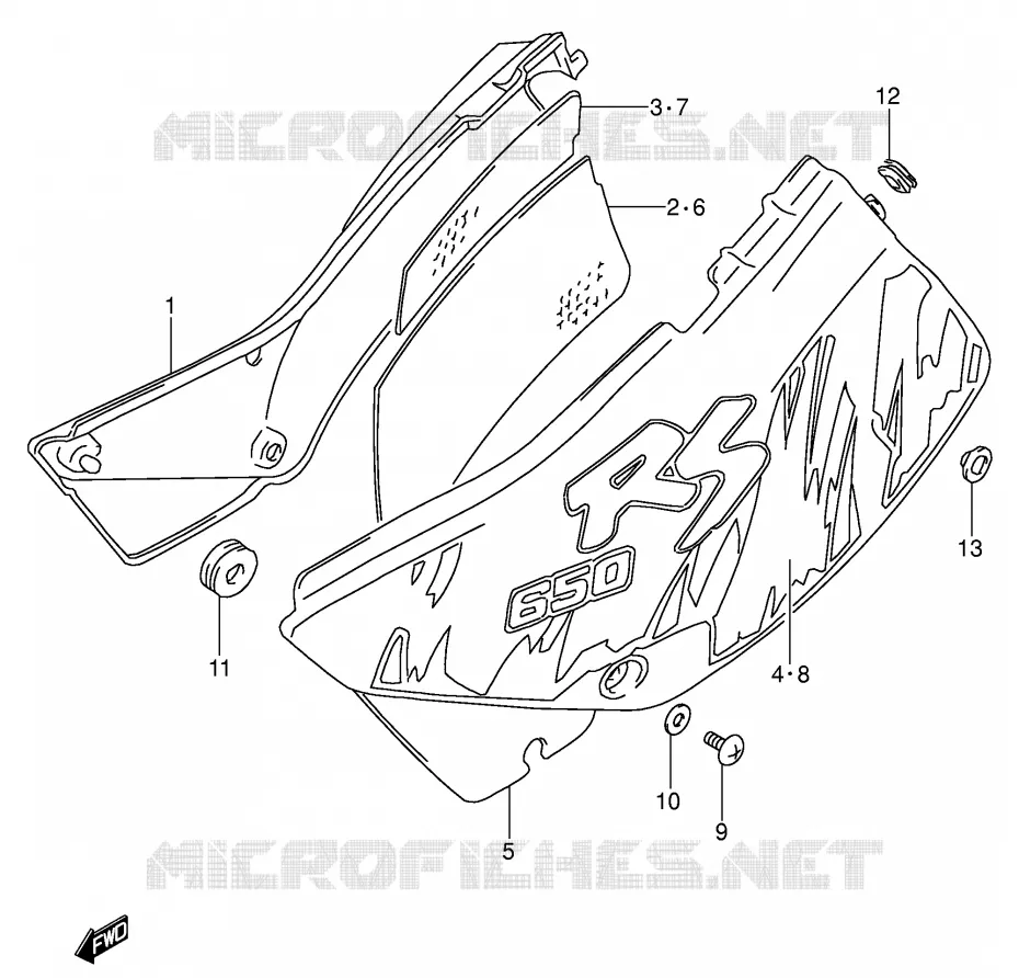 CARENAGES ARRIERE  (MODELE N) Suzuki MOTO 650 DR 1992  DR650SEUN(E4)