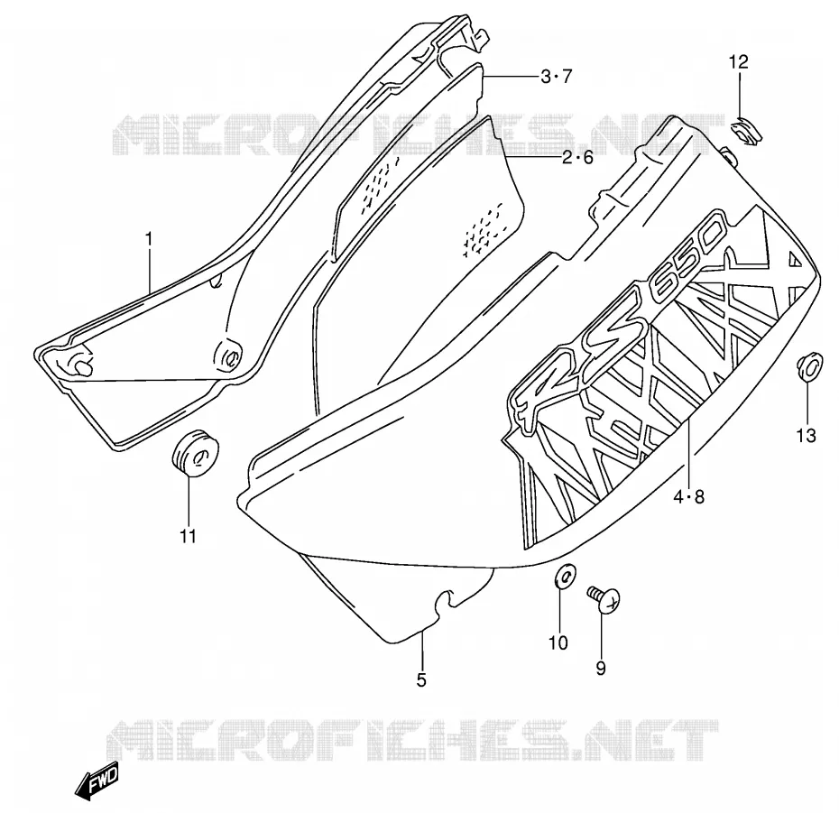 CARENAGES ARRIERE  (MODELE R/S) Suzuki MOTO 650 DR 1994  DR650RSEUR(E4)