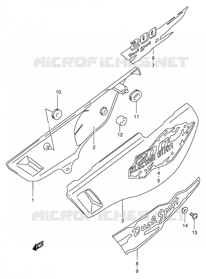 CARENAGES ARRIERE  (MODELE S/T/V) Suzuki MOTO 200 DR 1999  DR200SEX(E24)
