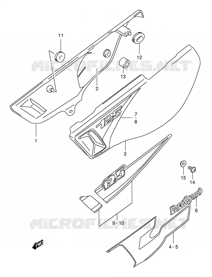 CARENAGES ARRIERE  (MODELE W/X/Y) Suzuki MOTO 125 DR 2000  DR125SEY(E4)