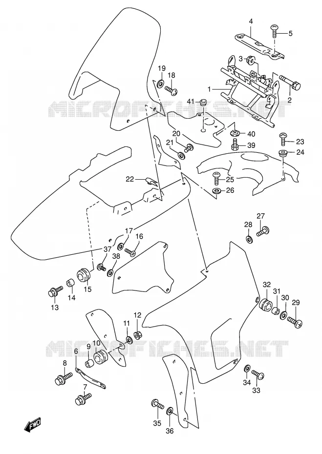 CARENAGES ET SUPPORTS AVANT Suzuki MOTO 800 DR 1993  DR800SP(E4)