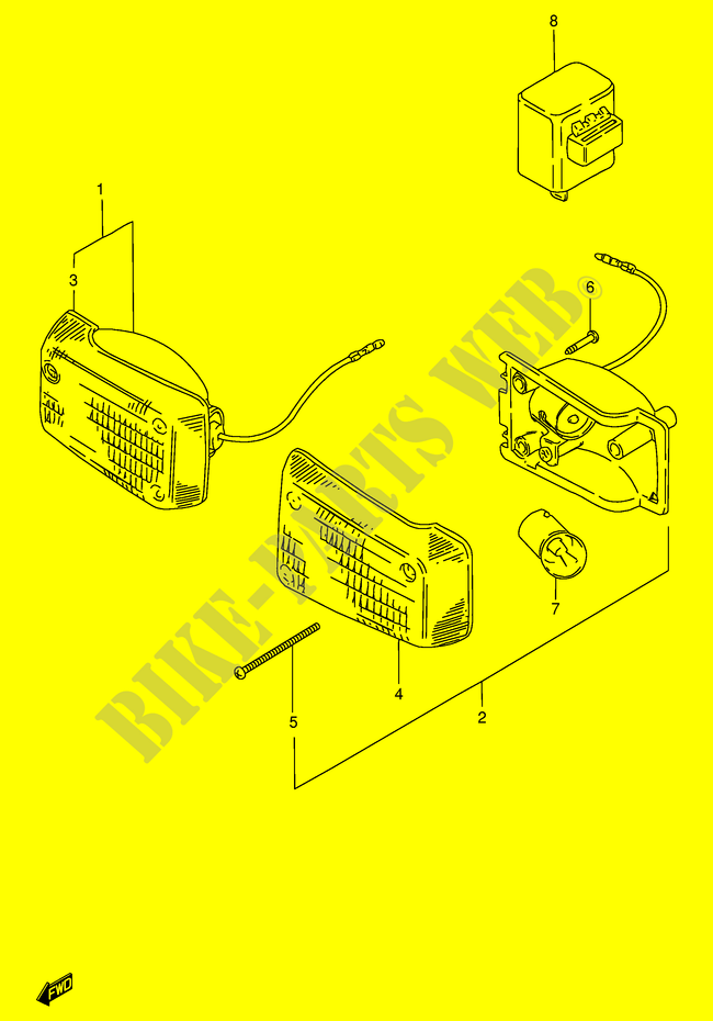 CLIGNOTANTS AVANT (E1,E30,E43,E45,E71,P1) pour Suzuki FB 100 1986