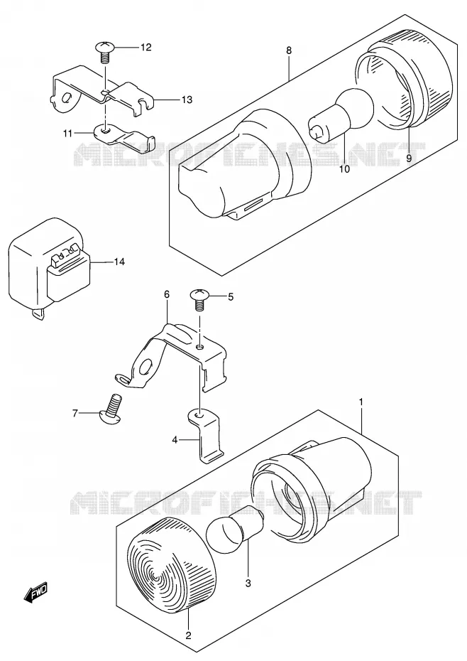 CLIGNOTANTS (MODELE K2/K3/K4/K5 E6) Suzuki MOTO 200 DR 2003  DR200SEK3(E24)