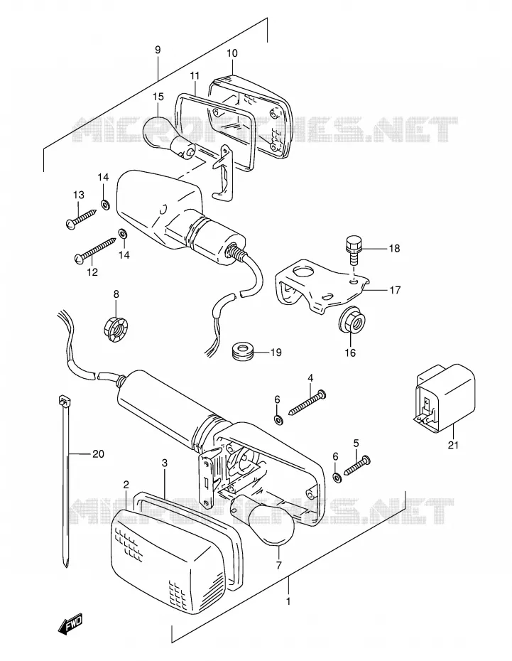 CLIGNOTANTS (MODELE S) Suzuki MOTO 800 DR 1991  DR800SM(E4)